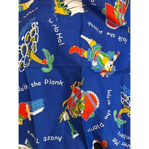 Vintage Springs Industries Pirate Fabric Novelty Print Nautical Blue Kidcore